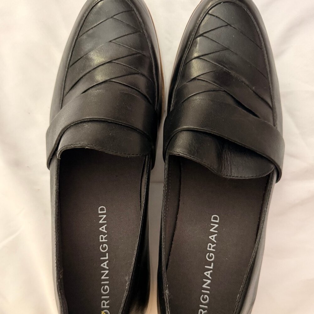 Cole Haan Sz 9 Black Original Grand Leather Woven Womens  Loafer